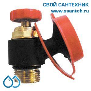 14479 HERZ 1027609 Вентиль для слива и наполнения, 1/4", PN10, 110°С, с соединителем для подключения шланга красный