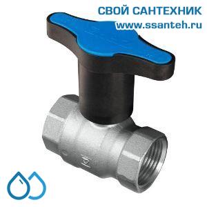 14622 HERZ 1220152 Кран шаровой синяя ручка, DN20, PN25, -30...+150°C, Kvs 34 м3/час, никелированный