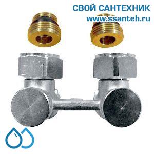 14890 HERZ 1376612 Узел Н-образный для нижнего подключения угловой, 1/2"-3/4"(ЕК), 90°C, 10 бар, двустороннее перекрытие